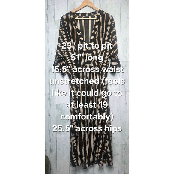 Uma and Leopold Anita Striped Midi Kaftan Dress Sz. XL - Picture 4 of 10